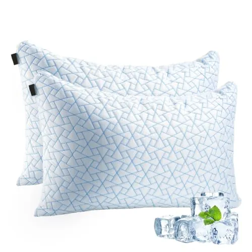 Altura Ajustable Almohadas Refrescante 76x51cm (2 Unidades) | Relleno de Microfibra Hipoalergénico Almohada Viscoelastica, Apto para Todas Las Posiciones al Dormir