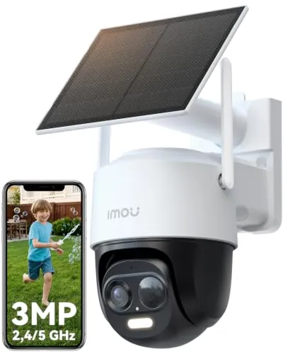Imou Cámara Vigilancia Exterior Sin Cables Solar WiFi6 2K, PTZ 360°, IP65 | AOV Grabación 24/7, WiFi 6 Doble Banda, Detección PIR+Humano+Vehículo, Batería 5000mAh, Visión Nocturna Color