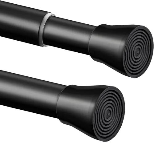 1 barra de ducha, sin taladrar, barra de cortina,sin taladrar, barra de cortina de ducha ajustable, barra telescópica para armario, baño, balcón, cortina de ducha (85-160 cm negro）