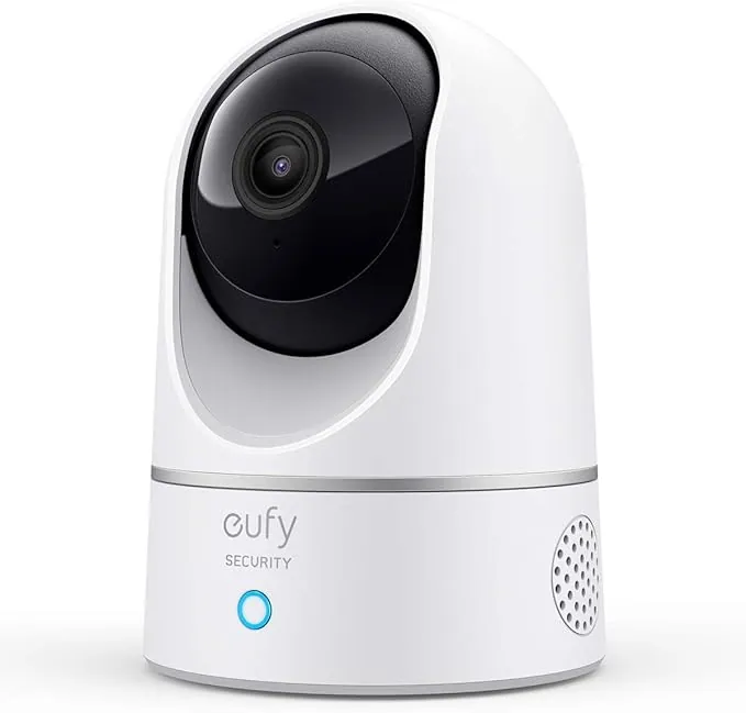 eufy Security IndoorCam E220 Camara vigilancia WiFi Interior, 2K Pan & Tilt, Reconocimiento de Personas, con Asistente de Voz, Sensor de Movimiento, sin Tarifa mensual, No se Requiere HomeBase