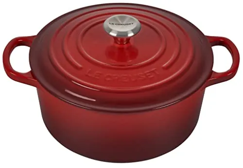 Le Creuset Cocotte redonda de hierro fundido, 22 cm, 3, 3 L, Todas Las Fuentes de Calor incluso inducción, Cereza, 21177220602430