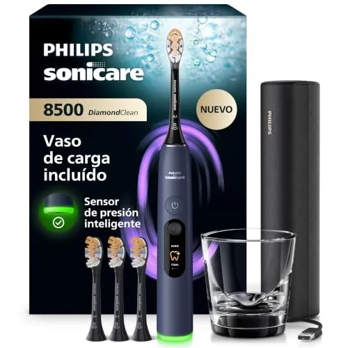 Philips Sonicare Next-Generation DiamondClean 8500 Cepillo de dientes eléctrico - con Smart Pressure Feedback y 18 ajustes, azul oscuro, HX8515/13