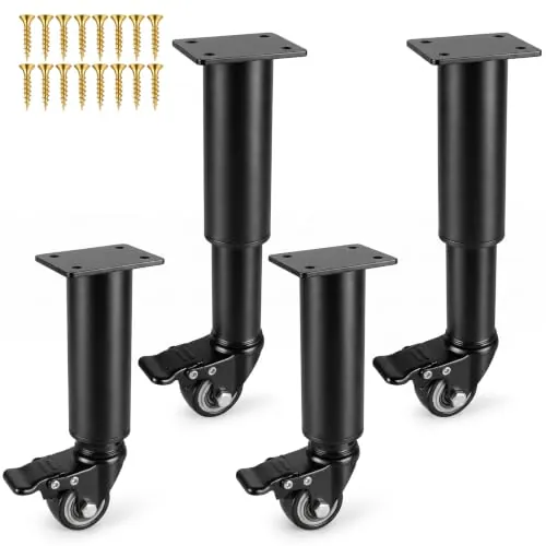ZLLZPZD 4 Patas Regulables para Muebles 18-24cm con 360° Ruedas Giratorias | Estructura Metálica Robusta,Fáciles de Instalar como Repuesto,Negro Patas Mesas para Sofa Baño Cocina Cama Mesitas de Noche