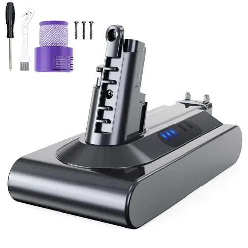 8000mAh Batería para Dyson V8, Batería de Repuesto para Dyson Compatible con Dyson Absolute Animal Series Motorhead Absolute Pro SV10 Aspirador de Mano con 2 Filtros (V10)