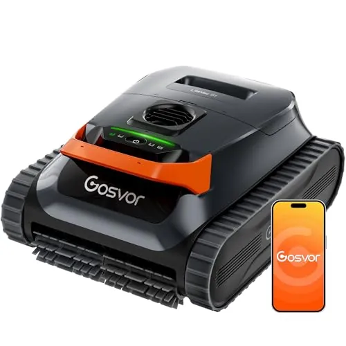Gosvor LiteVac G1 Robot Limpiafondos Piscina,7kg,200min Autonomía,Doble Filtración,Control de la App,200m²,Gris Anaranjado