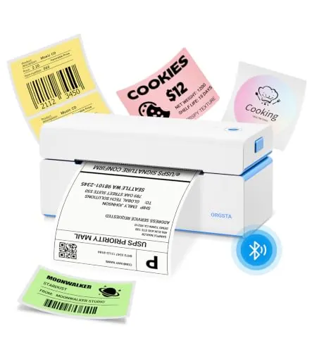 ORGSTA T001 Etiquetadora 10 x 15 cm Bluetooth Impresora de Etiquetas 4x6 | Impresora Con 50 Pcs Envío Etiquetas Autoadhesivas Termica