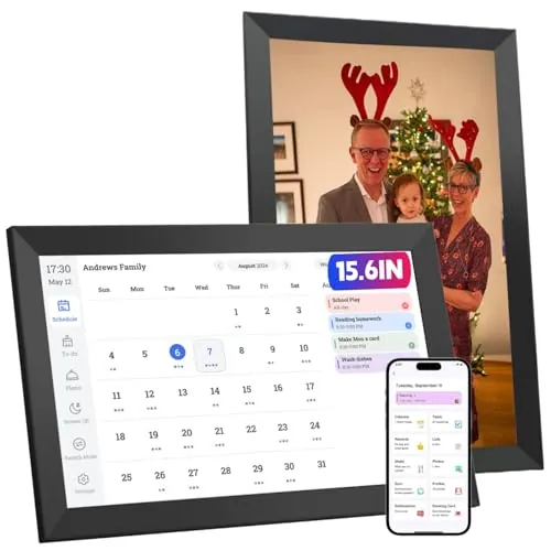 UCMDA Marco Digital de 15,6'' WiFi, 32GB Full HD Calendario Digital de Pared y Lista de Tareas, Pantalla Táctil, Planificador Familiar, Admite Recordatorios de Programación y Modo de Suspensión