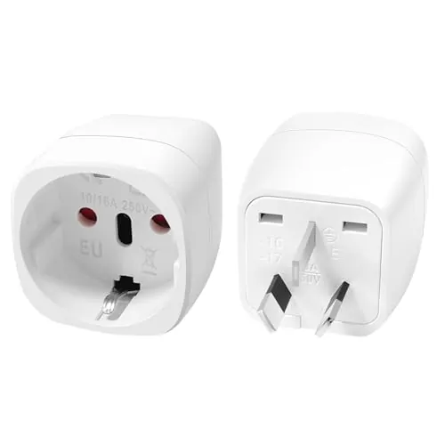 Clomnpe 2 Piezas Adaptador Enchufe Australia Tipo I, Adaptador Enchufe Español/Europeo a Australia, Diseño Compacto, Viajeros Internacionales a Australiano/China/Argentina/Nueva Zelanda