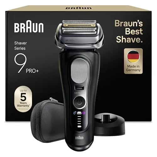 Braun Afeitadora Eléctrica Hombre Series 9 Pro+, Máquina de Afeitar Barba en Seco Y en Mojado con Tecnología 5+1, Inalámbrica, 60 Min de Uso, Base de Carga, Estuche de Viaje, 9610SI, Negro