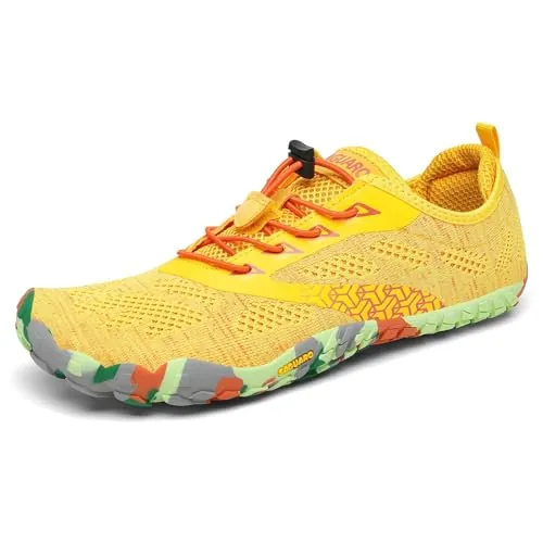SAGUARO Mujer Barefoot Hombre Zapatillas Minimalistas Ligera Calzado Barefoot Cómodas Zapatos de Trail Running para Zero Drop Soles Amarillo,Gr.37