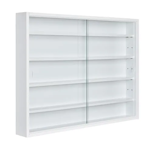 Inter Link - Vitrina de colección - Vitrina - Estantería de pared - Vitrina de cristal - Estantería de pared - Estantería colgante - MDF - Blanco (80x60x9.5cm) Compilati