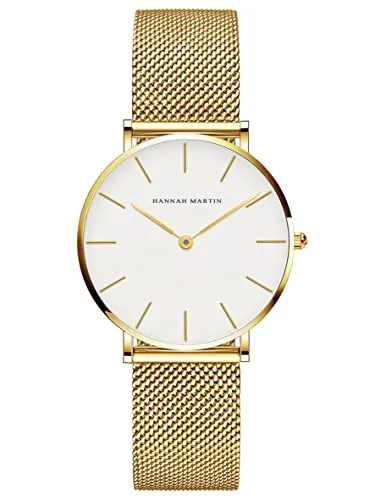HANNAH MARTIN Reloj de Cuarzo para Mujer Banda Malla Acero Inoxidable Ultra Delgado
