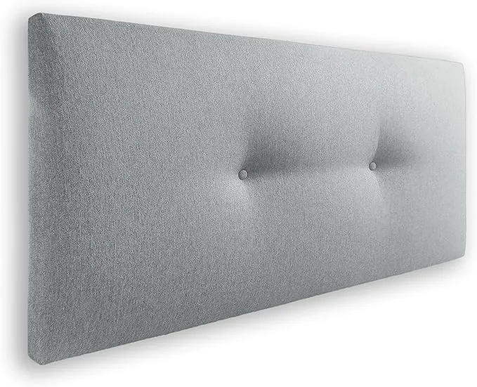 Silcar Home - Cabecero de Cama 90 Tejido Gris Claro Silvi - Tapizado, Estructura Madera, Hilera Botones Estilo Moderno - Fácil Instalación, Acolchado Confort - 90 cm, Tela Gris Claro