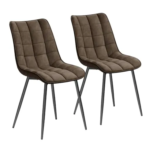 WOLTU Juego de 2 Sillas Comedor,Cuero Sintético Vintage,Marrón