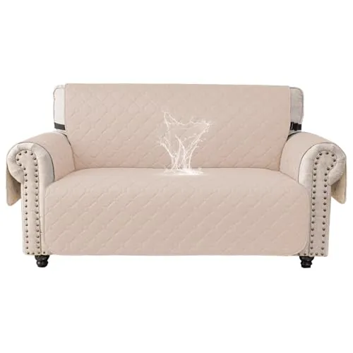 Ystyle Funda Sofa 2 Plazas con Reposabrazos, Antideslizante, Beige