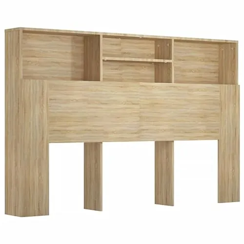 vidaXL Mueble Cabecero Armario Cabezal Almacenaje Dormitorio Habitación Mobiliario Muebles Decoración Adorno Color Roble Sonoma 160x19x103,5 cm
