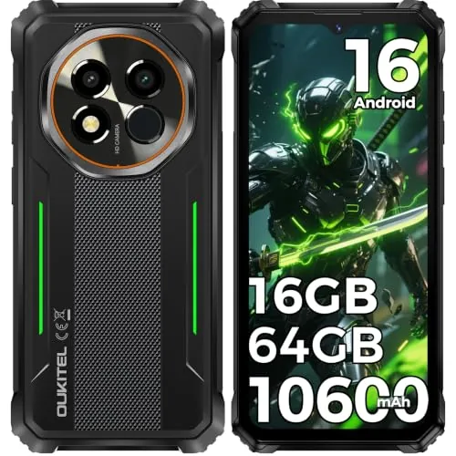 OUKITEL G6 Android 16 Movil irrompible, Batería 10600mAh, 16GB RAM+64GB ROM
