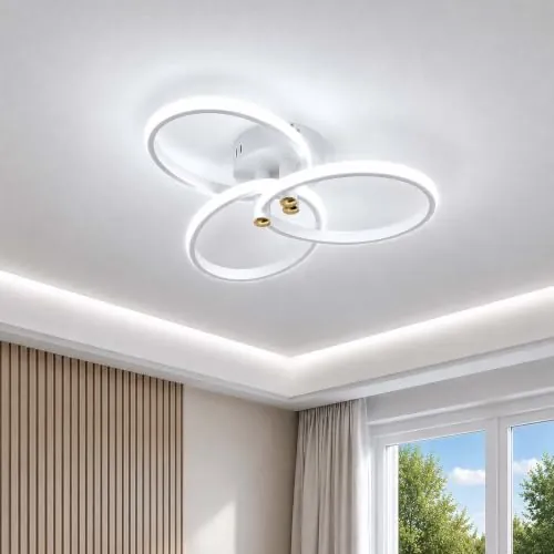 OTREN Lámpara de Techo LED para Dormitorio, 6500K Luz Blanca Fría | Plafon LED Techo Moderna para Dormitorio, Cocina y Pasillo, 32W 37CM