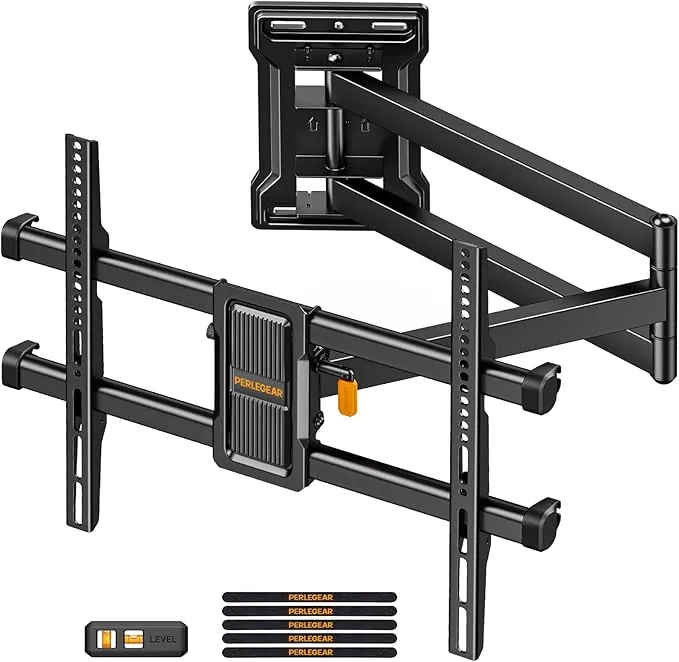 Perlegear Soporte TV Pared con Brazo Largo de 700 mm para Televisores de 32″-65″, Soporte Pared TV con Ajuste de Inclinación Doble y Gestión de Cables hasta 60 kg, VESA Máx 400x400 mm PGMF24B