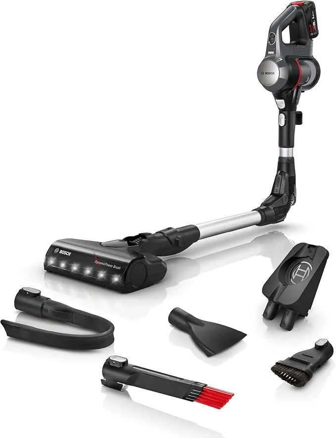 Bosch - Aspirador sin cable, Unlimited 7, pack de batería de 3.0 Ah, Tubo flexible, diseño ligero, accesorios, luces LED, granito oscuro, BCS711A