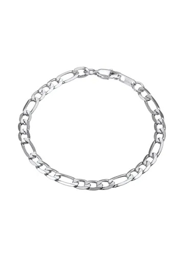 PROSTEEL Pulsera de Cadena Figaro Italiana de Acero Inoxidable para Hombres Mujeres, Brazalete Pulsera Eslabones Plateados 6mm Ancho 19cm Largo