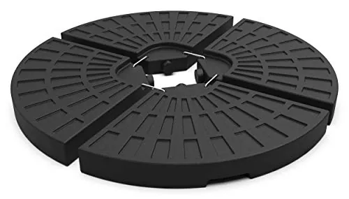 VOUNOT® Base para Sombrilla, 4 Piezas de HDPE, Redonda Soporte Parasol o Paraguas, rellenable con Arena 100kg o Agua 52L, para Jardin Patio Terraza, Negro