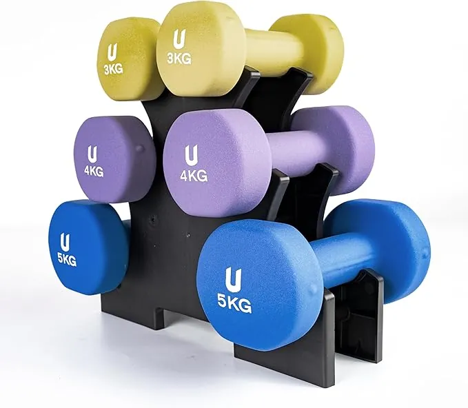 unycos - Pesas y Mancuernas Antideslizantes【Hierro | Neopreno】de 1 kg a 10 kg - Suaves al Tacto para Hombres y Mujeres, Diseño Ergonómico, Anti-Rodadura, Gimnasio en Casa, Fitness