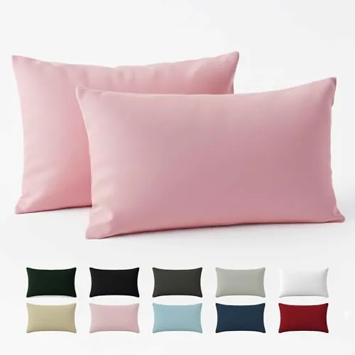Funda Almohada 50x70 Algodón Reforzado (Pack de 2) - Rosa - Tela Apretada de 57 Hilos/cm² - Funda de Almohada 50 x 70 - Certificación Oeko Tex - Dreamzie