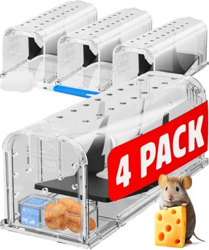 Motel Mouse Trampa Ratones y Ratas Vivos para Interiores y Exteriores - Fácil de Usar, Fácil de Limpiar, Reutilizable, Liberación sin Contacto - con Cepillo de Limpieza