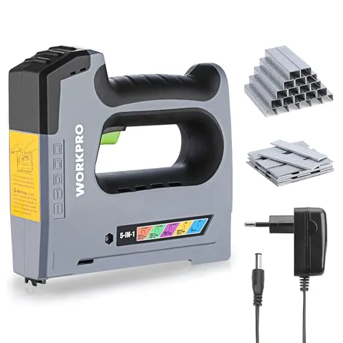 WORKPRO Grapadora Inalámbrica 3,6V Pistola Grapas Multifunción 5 en 1