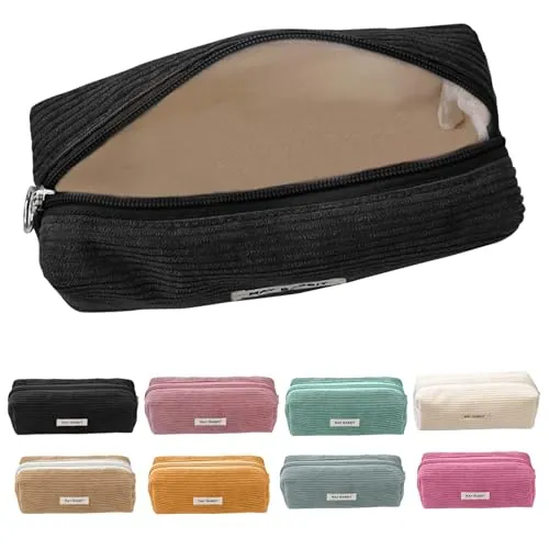 Electri-HQ Pencil Case, 8 Colore，Estuche de Lápices, Estuche de Pana, Estuche Escolar 1 Compartimento, Estuche para Lápices de Gran Capacidad, Portátil Multifuncional Estuche,para Niñas,Niños (Negro)