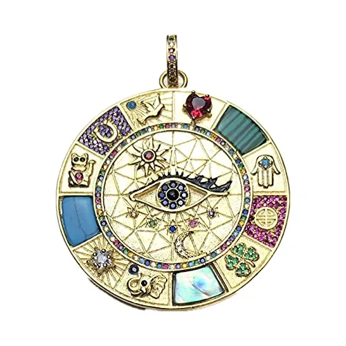 AIPING Colgante amuleto mágico de la suerte, joyería dorada de verano 2021, plata de ley 925 pura, regalo potente para mujeres y hombres, Metal, Turquesa