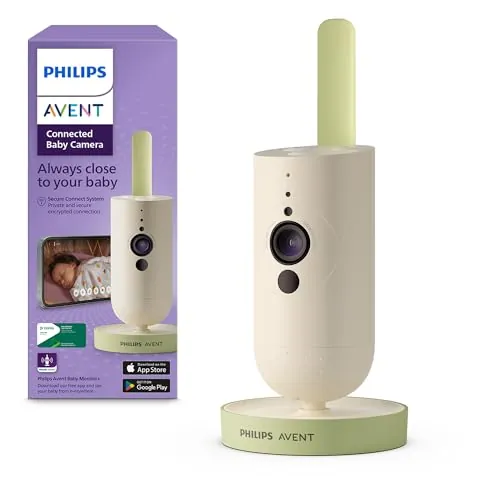 Philips Avent Vigilabebés Conectado con App, cifrado Privado y Seguro, Audio, Zoom 2X, visión Nocturna, activación automática por Voz, intercomunicación Real, Nanas y Ruido Blanco (Modelo SCD643/26)