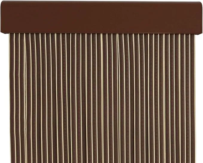 MERCURY TEXTIL Cortina para puerta tiras pvc 210x90cm，Cortina para puerta exterior perfil marron (Marron+Filo Vainilla P18)