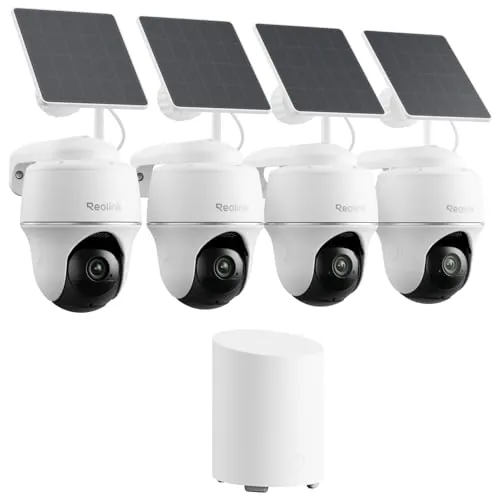 Reolink Home Hub Mini con 4X Argus PT Lite + Solar Panel Lite, Sistema de Seguridad Solar 2K, detección con IA, Almacenamiento Local, Acceso Remoto