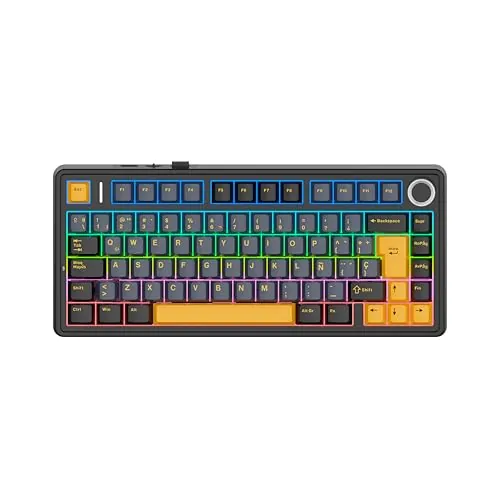 EPOMAKER Aula F75 ISO-ES Teclado Gaming Mecánico de 3 Modos, Negro Cool