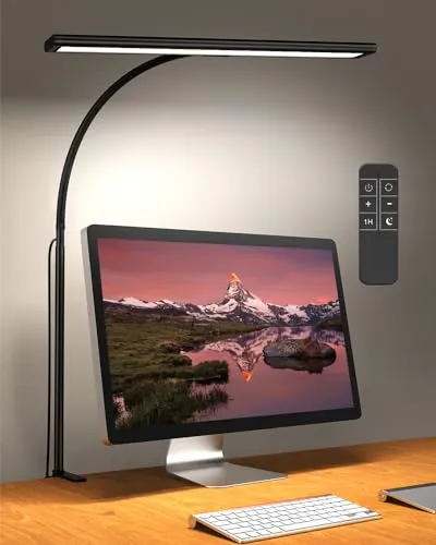 iFalarila 160 LED Lámpara de Escritorio con mando a distancia con Pinza, 70CM Lámparas de Mesa más Brillantes 360° Lámpara de Lectura Flexible con Cargador USB para Trabajo Estudio o Lectura