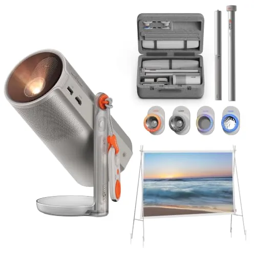 XGIMI MoGo 4 Laser Kit Proyector Exterior con Soporte Batería, 70" Pantalla