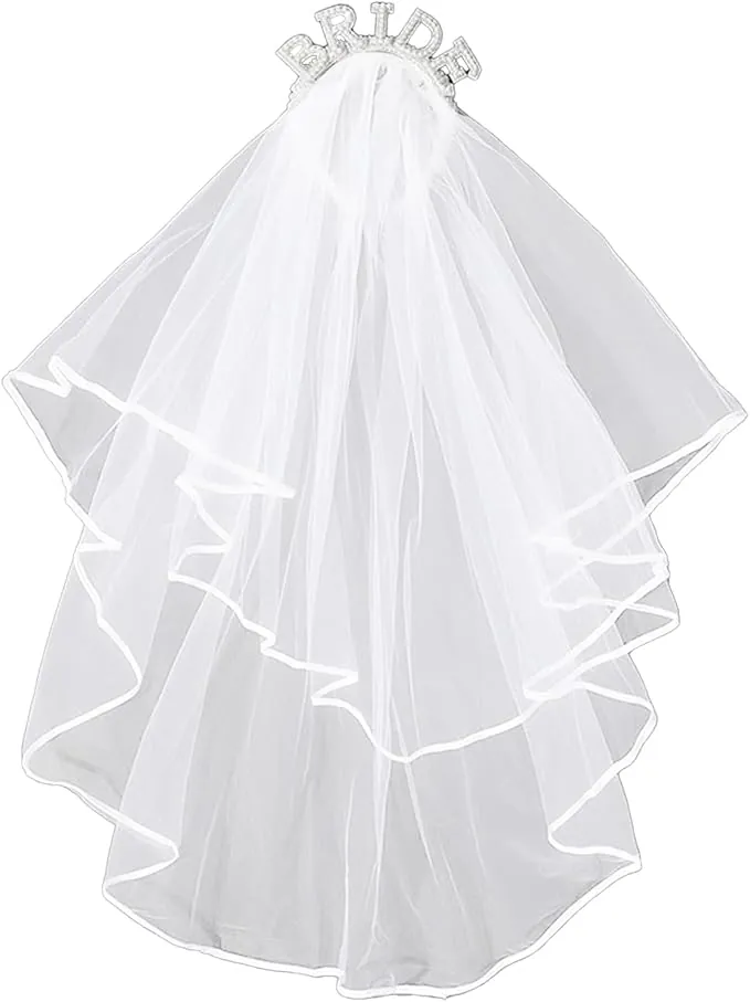 Diadema de novia de perlas con velo, tiara de novia con perlas brillantes, tocado de novia, regalo para novia, boda, despedida de soltera, accesorios de decoración, talla única, Perla diamantes de