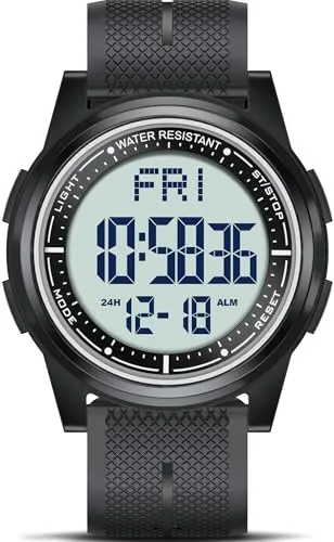 WIFORT Reloj Digital Impermeable con Cronómetro Alarma Cuenta Atrás Doble Hora, Ultra-Delgado Super Pantalla Gran Angular Digital Relojes de Pulsera para Hombres Mujeres