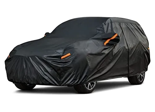 Funda Coche, Kayme Cubre Coches Exterior Impermeable Transpirable Anti-UV Antipolvo de 7 Capas, Cubierta para Coche con Cremallera y Forro de Algodón Tira Reflectante para SUV (460 a 485 cm) YL