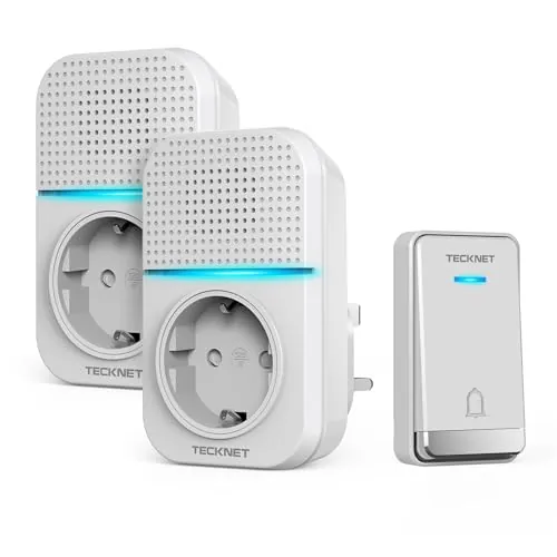 TECKNET Timbre Inalámbrico Exterior Impermeable con Enchufe, 2 Receptor