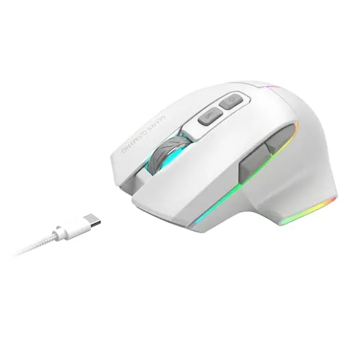 Mars Gaming MMW-Vector, Ratón Gaming Inalámbrico Tri-Mode, Bluetooth 5.4 + 2.4GPRO + Cable USB-C, Sensor Óptico 12000 dpi, Switches HUANO, RGB Chroma, Autonomía hasta 70h, Software de Control, Blanco
