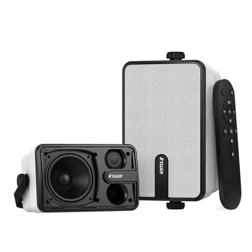 Inwa Altavoz Bluetooth Exterior, Potente Sistema de Sonido, Resistente a la Intemperie Altavoces, 250W, (2 Unidades Sync Speaker & Adaptador AC/DC, 1 Control Remoto, RMS 25W)