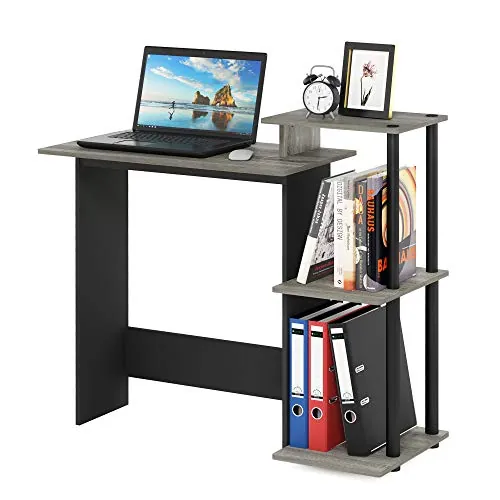 Furinno Efficient Escritorio, Roble francés Gris/Negro, Talla única