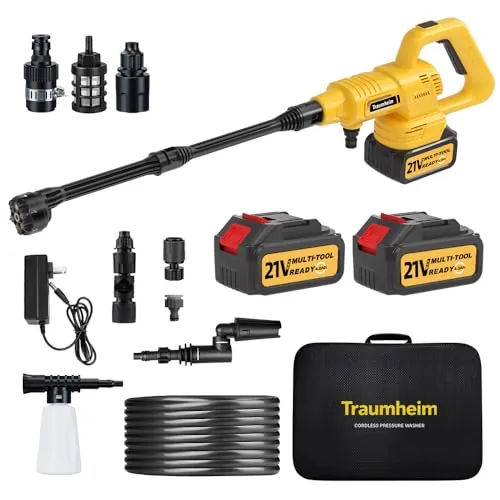Traumheim Hidrolimpiadora Inalámbrica 21V, 68 Bar, 2X 4000mAh