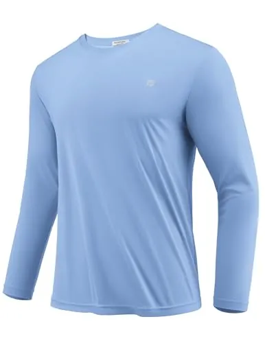 PINSPARK Camiseta Hombre Manga Larga Deportiva UPF 50+ UV Secado Rápido | Camiseta funcional ligera y transpirable, cuello redondo, para fitness, ciclismo, senderismo y entrenamiento diario