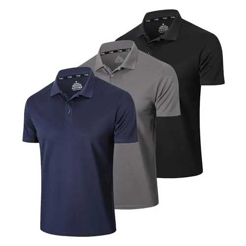 Gaiatiger Polos Hombre Manga Corta 3 Pack Camiseta Golf Polo Hombre-BGN-2XL