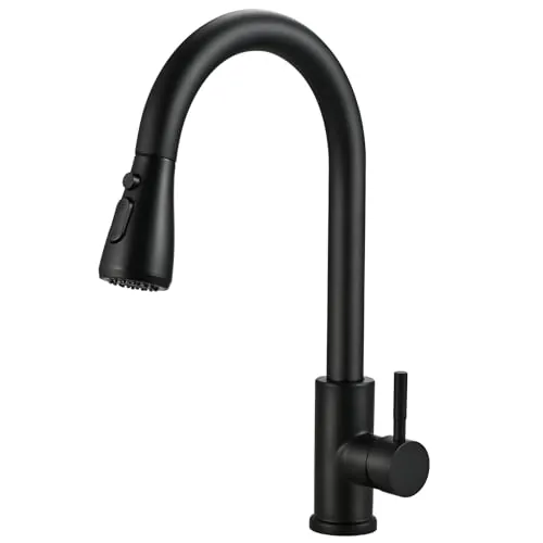 Cieex Grifo Cocina Extraíble Negro Grifos Cocina Fregadero Acero Inoxidable | Giratorio 360°, 3 Modos de Flujo (Chorro/Ducha/Pausa), Completo Grifos Fácil Instalación, Control Monomando
