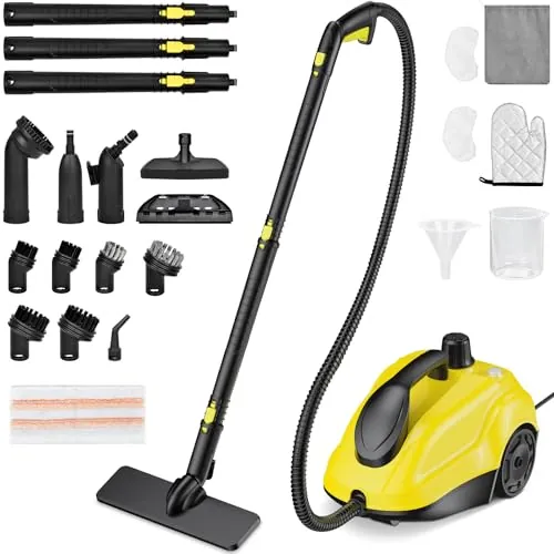 Vaporeta Limpieza Hogar,Vaporeta de Mano Presión: 5bar Potencia: 2000W con 23 Accesorios y 2L de Capacidad Limpiador a Vapor para Tapices,Suelo,Alfombra,Sofá,Muebles de Acolchado,Auto